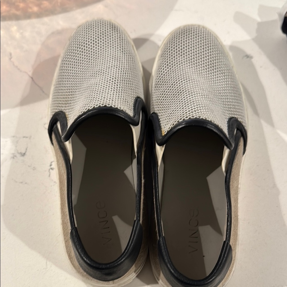 Vince Black and Gray Slip-On Sneakers